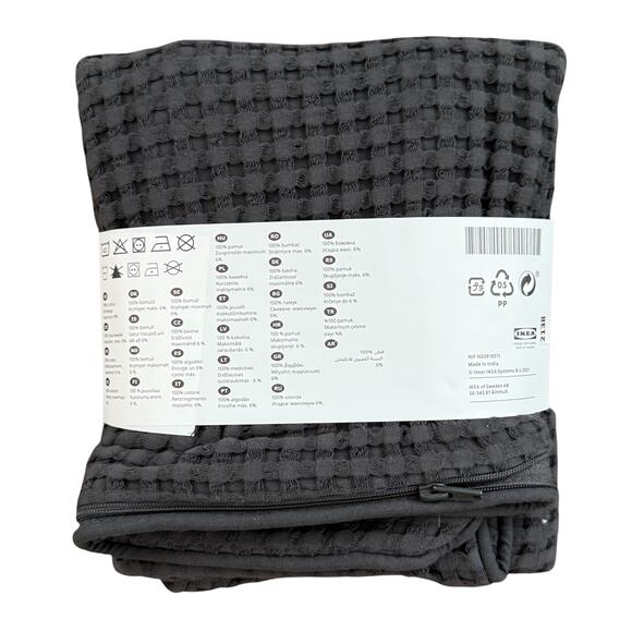 IKEA VARELD Gray Cotton Waffle Knit Pillow Cover 20" x 20" - Picture 2 of 2